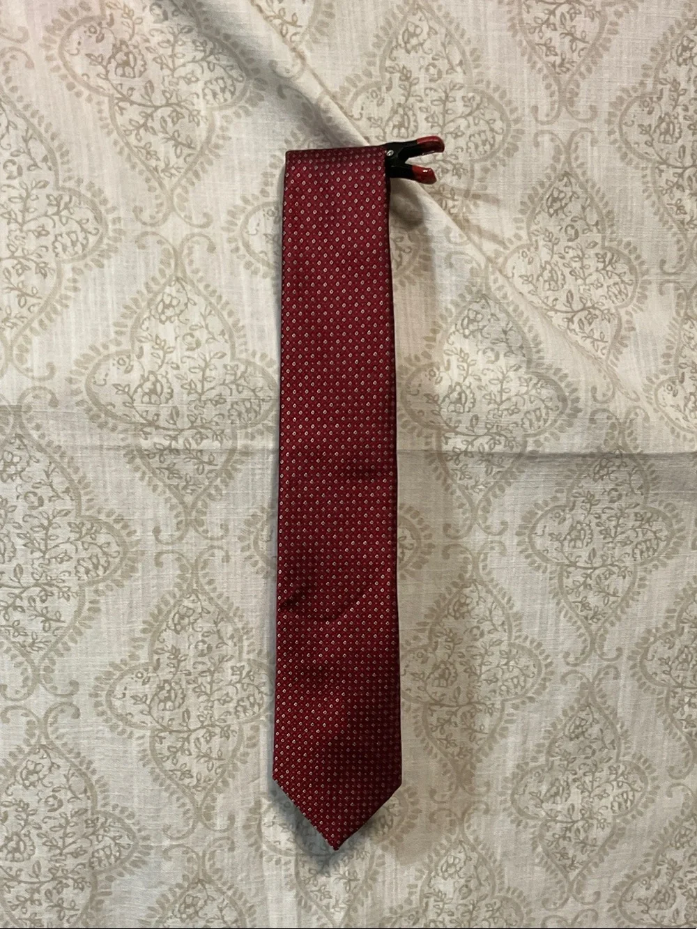Tommy Hilfiger Burgundy Microdot Silk Tie